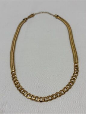 Adina Eden Chunky Vintage Snake x Cuban Chain Necklace